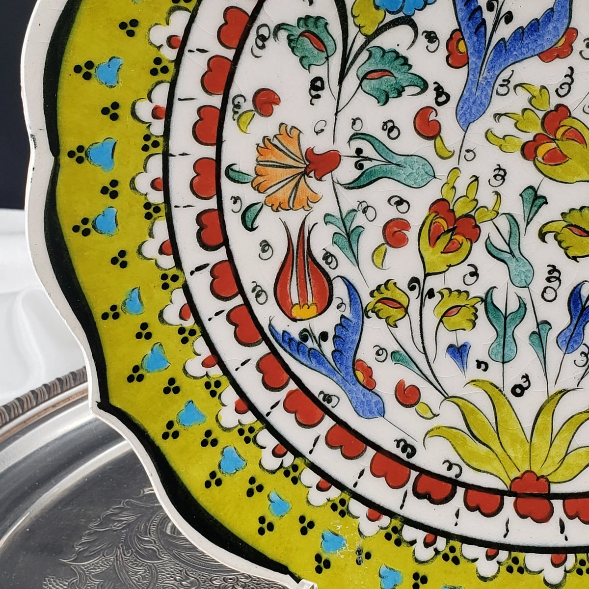 Vintage Turkish Ceramic Wall Hanger Plate - Hand Made - Artist Signed
