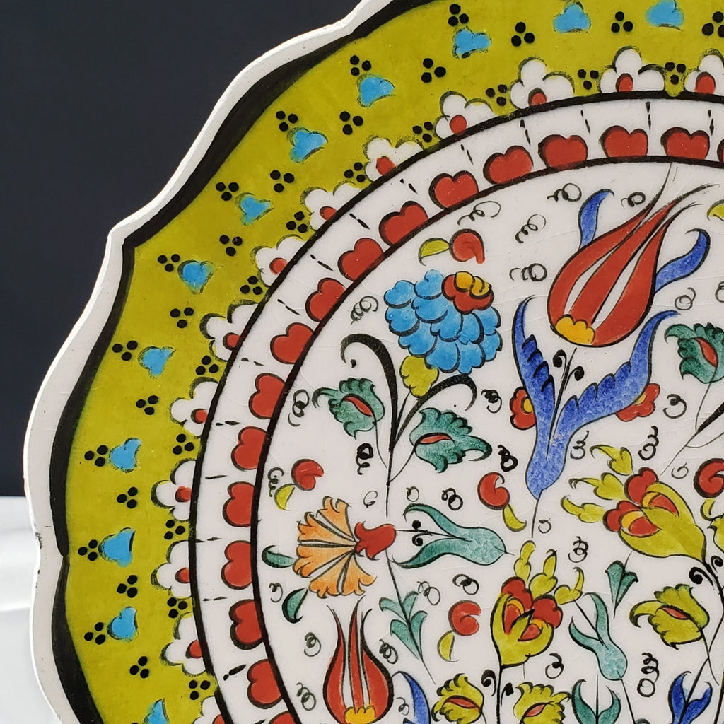 Vintage Turkish Ceramic Wall Hanger Plate - Hand Made - Artist Signed