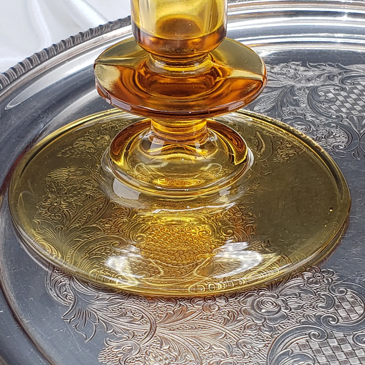 Vintage Amber Candle Stick Holders - Depression Glass