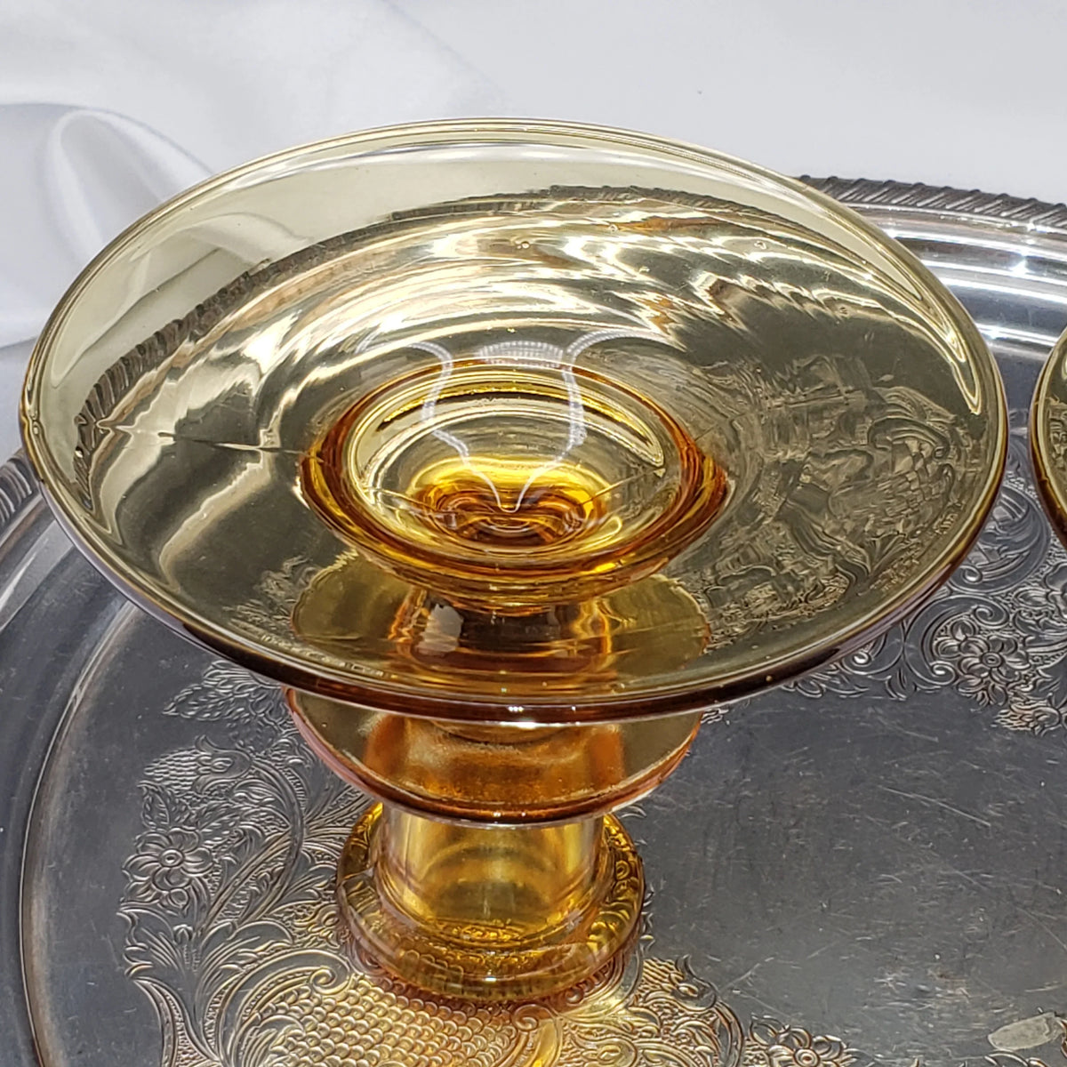 Vintage Amber Candle Stick Holders - Depression Glass