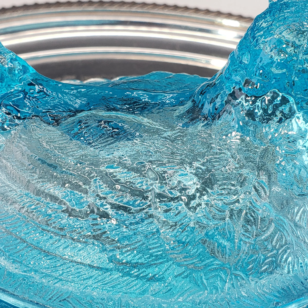 Vintage Ice Blue Glass Hen On A Nest - Medium Size
