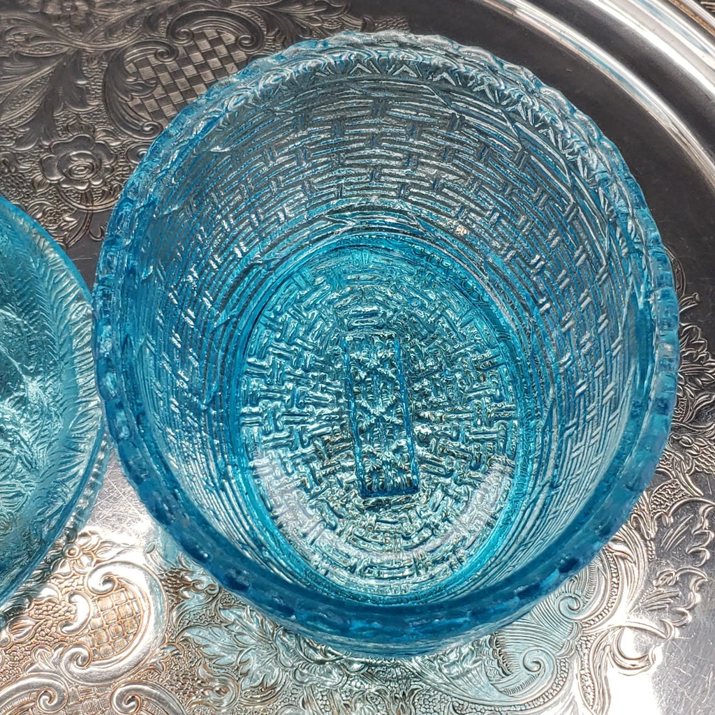 Vintage Ice Blue Glass Hen On A Nest - Medium Size