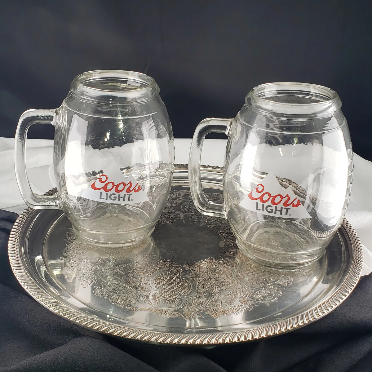 Beer Mugs – Coors Light Handled Football Mugs – Pair