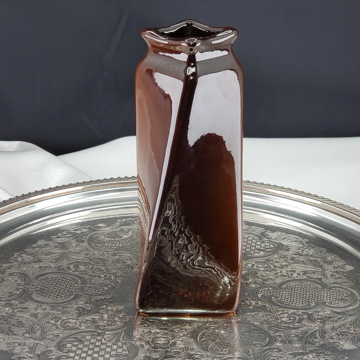 Antique Roseville Rozane Royal Vase -  Twisted Helix Shape  – Signed C. Neff, Pansy Floral