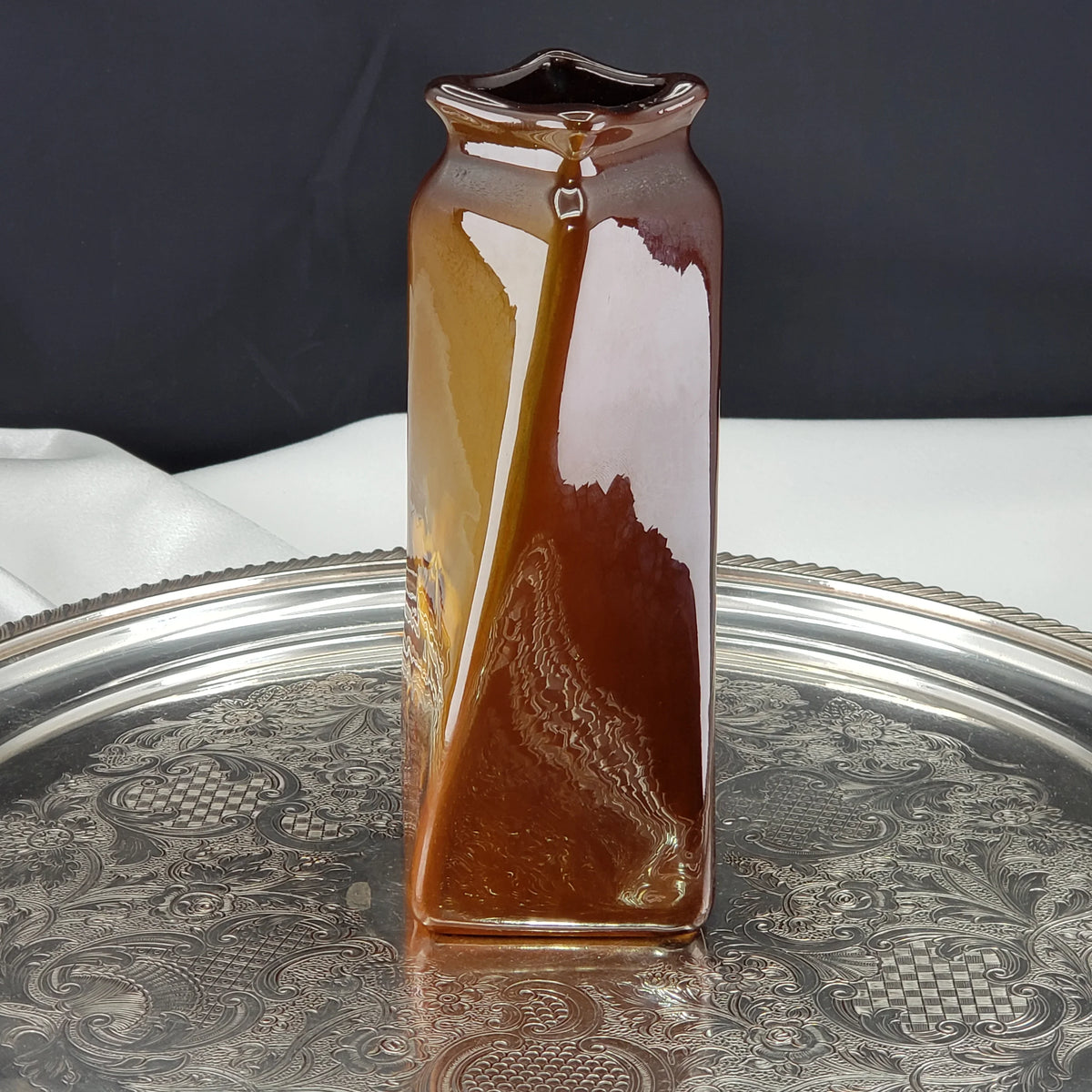 Antique Roseville Rozane Royal Vase -  Twisted Helix Shape  – Signed C. Neff, Pansy Floral