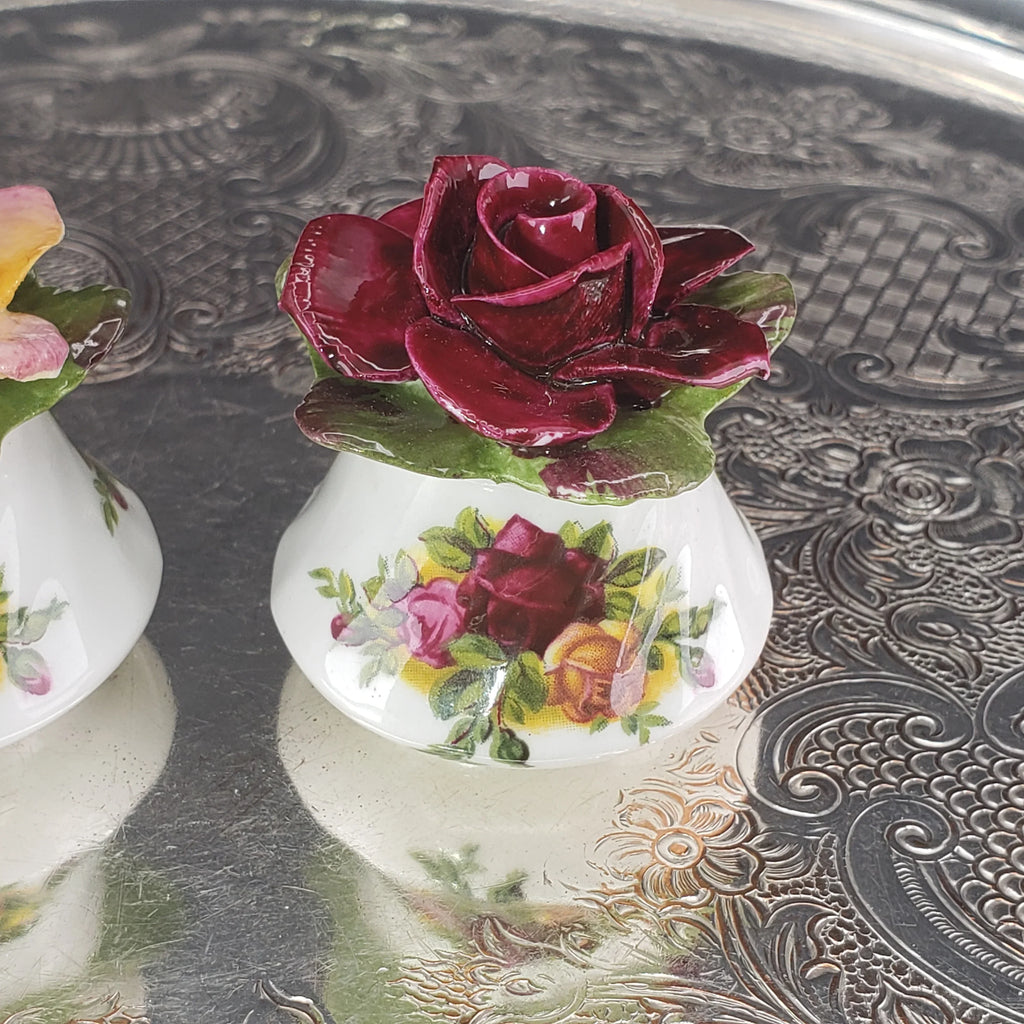Royal Albert Porcelain Salt & Pepper Shaker Set – Hand‑Crafted Ceramic Roses