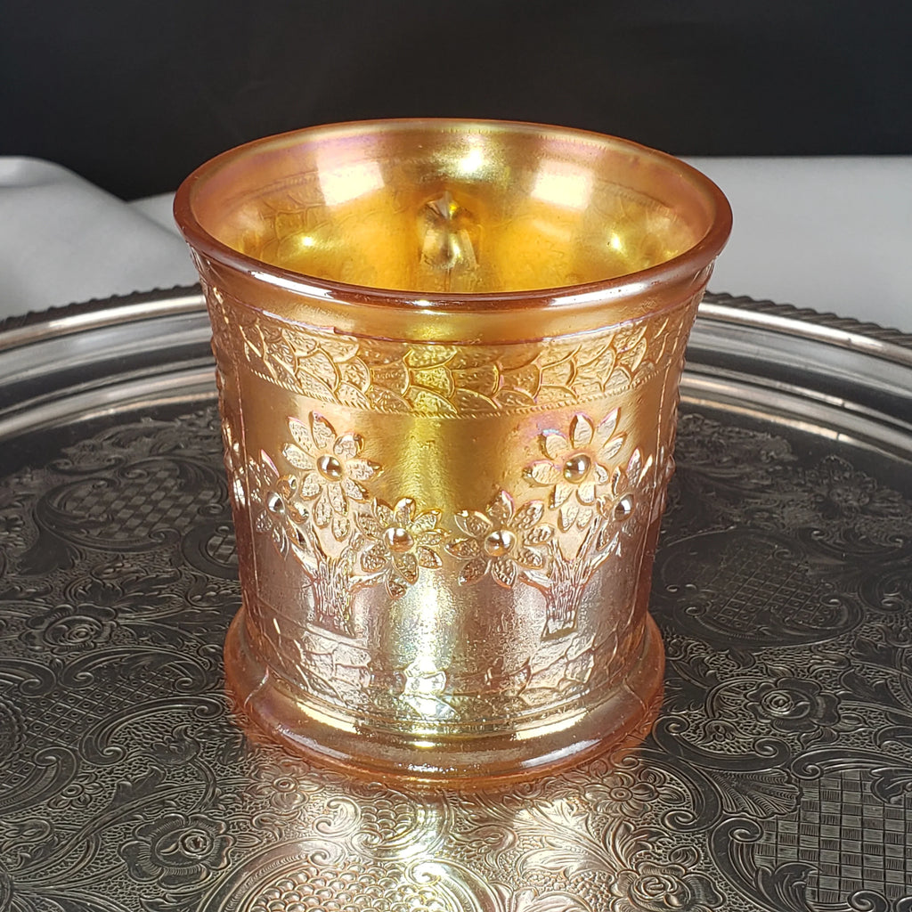Antique Marigold Orange Tree Mug – Fenton Carnival Glass – Early 1900s