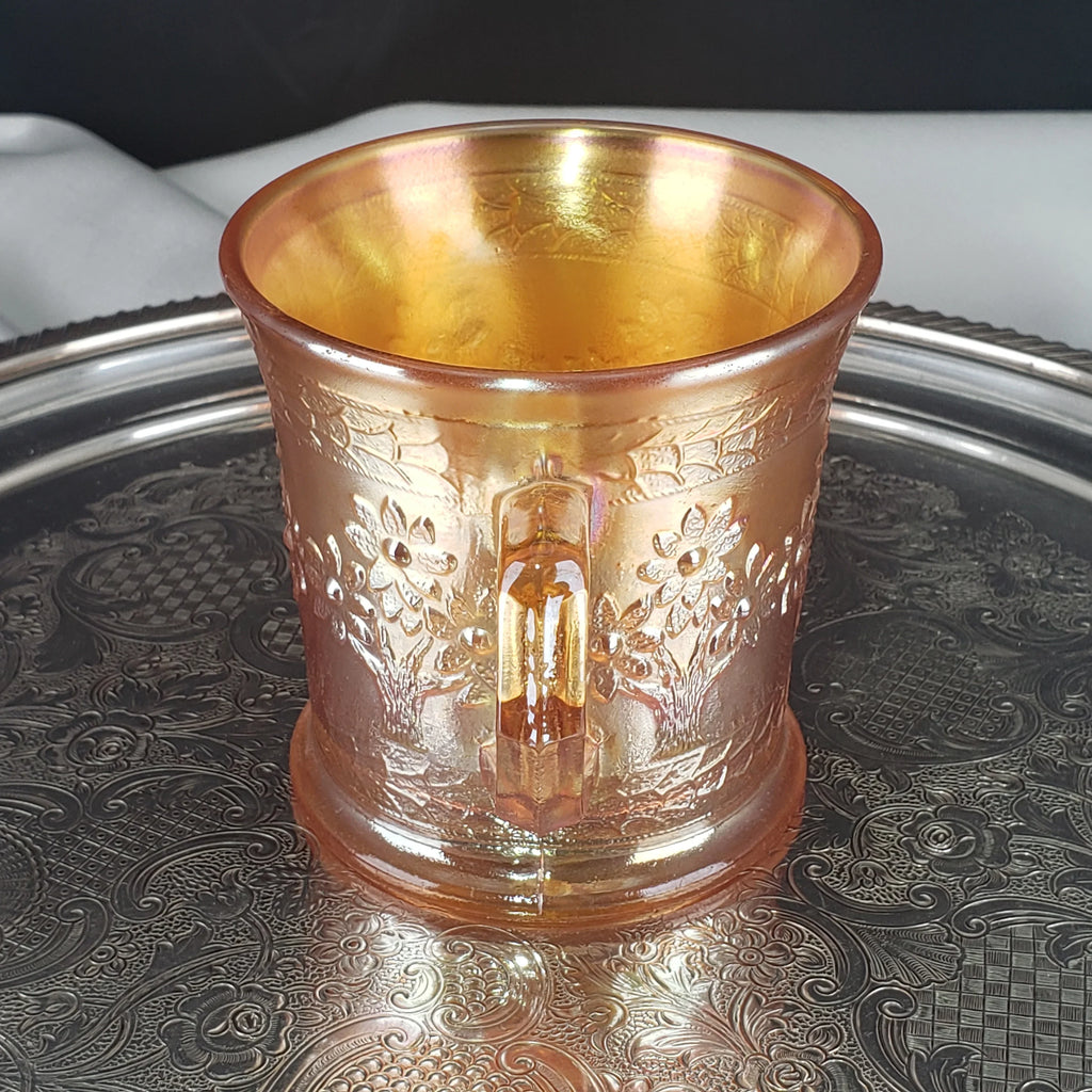 Antique Marigold Orange Tree Mug – Fenton Carnival Glass – Early 1900s