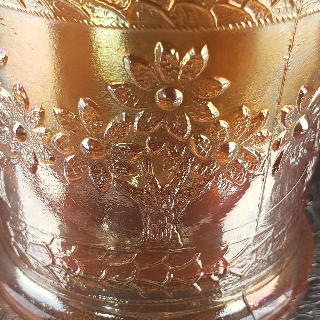 Antique Marigold Orange Tree Mug – Fenton Carnival Glass – Early 1900s