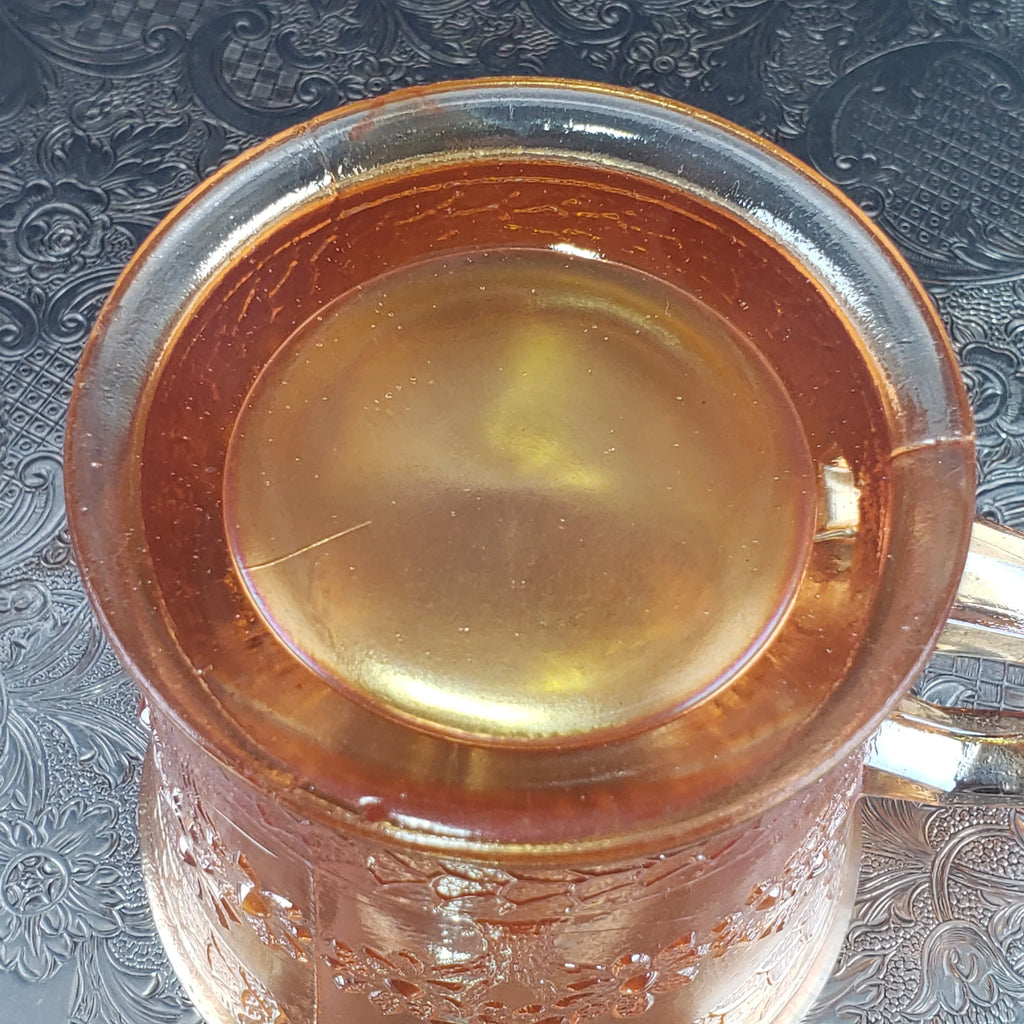 Antique Marigold Orange Tree Mug – Fenton Carnival Glass – Early 1900s