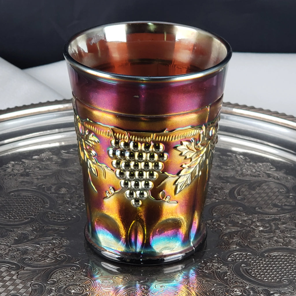 Antique Grape & Cable Amethyst Tumbler – Northwood Carnival Glass – Early 1900s