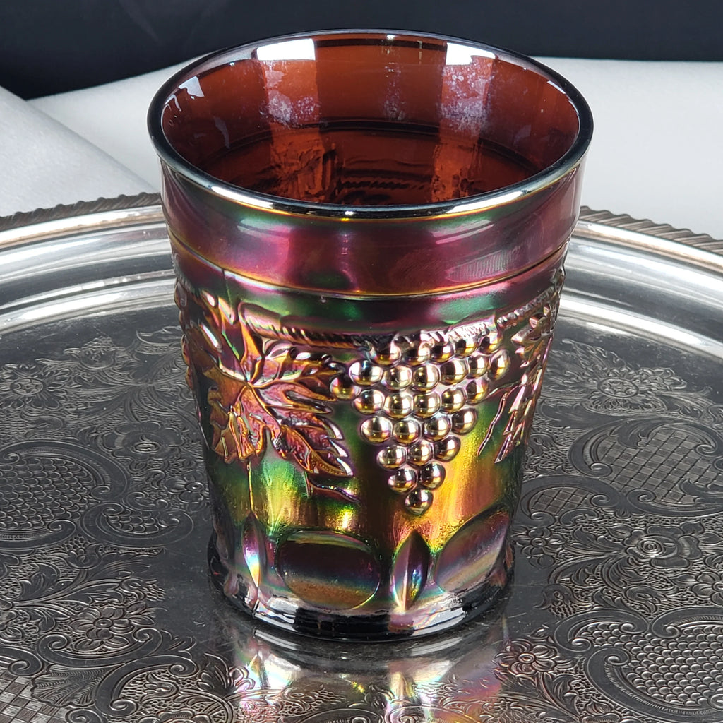 Antique Grape & Cable Amethyst Tumbler – Northwood Carnival Glass – Early 1900s