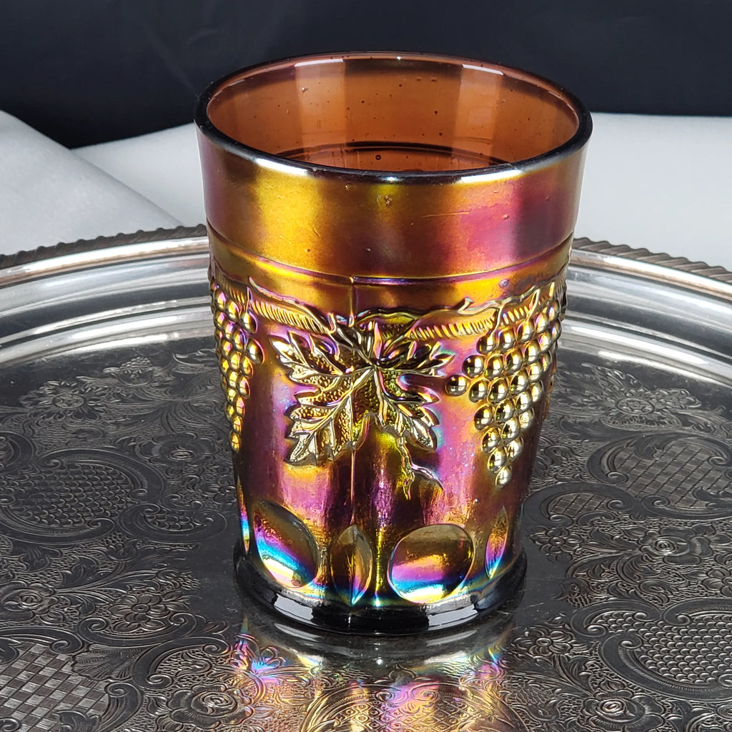 Antique Grape & Cable Amethyst Tumbler – Northwood Carnival Glass – Early 1900s