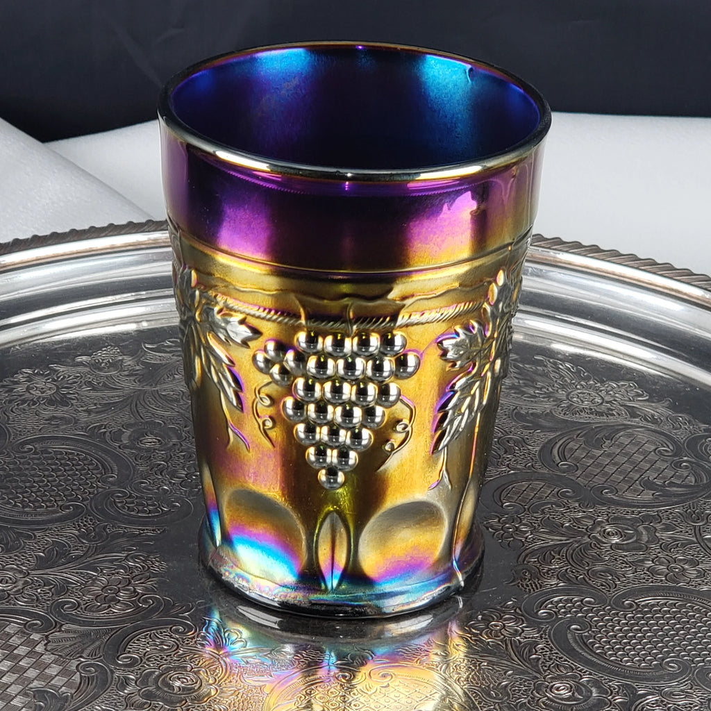 Antique Grape & Cable Amethyst Tumbler – Northwood Carnival Glass – Early 1900s