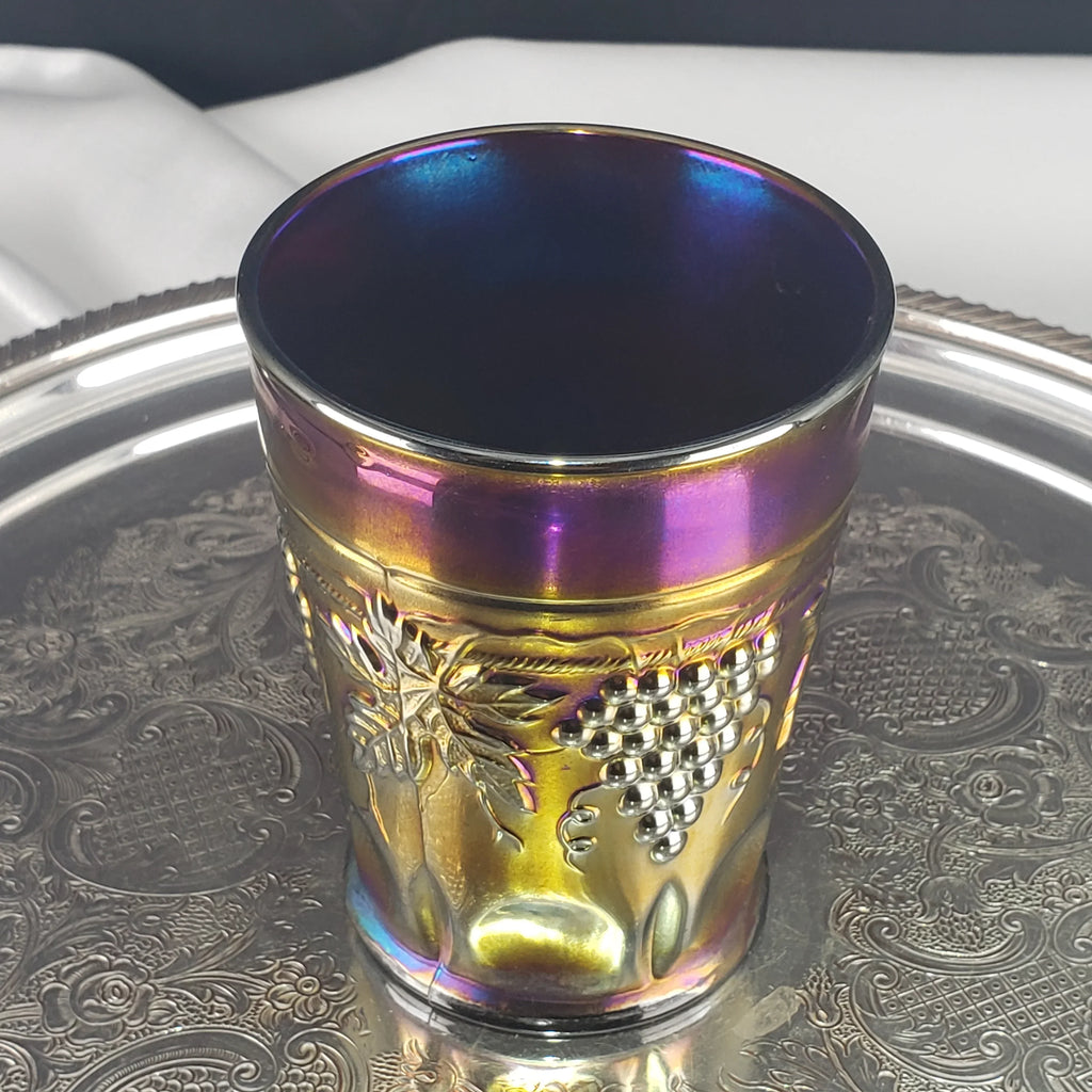 Antique Grape & Cable Amethyst Tumbler – Northwood Carnival Glass – Early 1900s