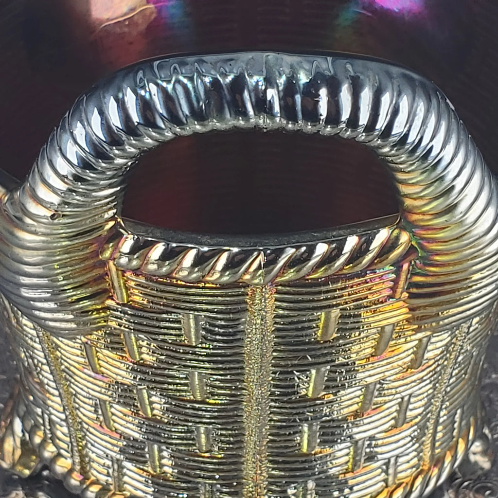 Antique Amethyst Glass Bushel Basket – Northwood Carnival Glass – Iridescent Glass Decor