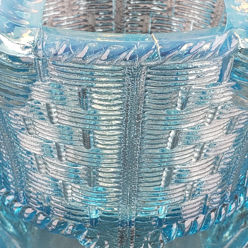 Antique Opalescent Blue Glass Bushel Basket – Northwood Glass – ca 1900
