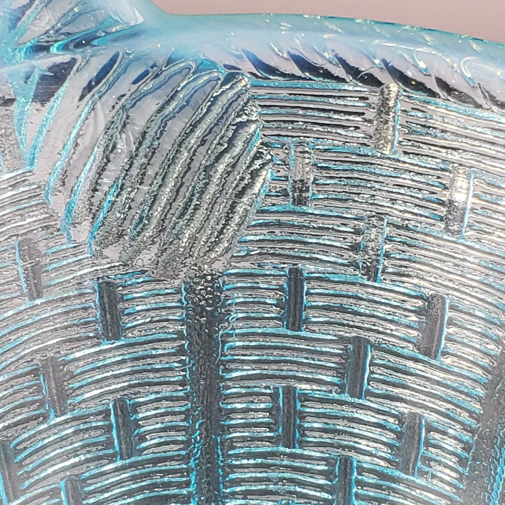 Antique Opalescent Blue Glass Bushel Basket – Northwood Glass – ca 1900