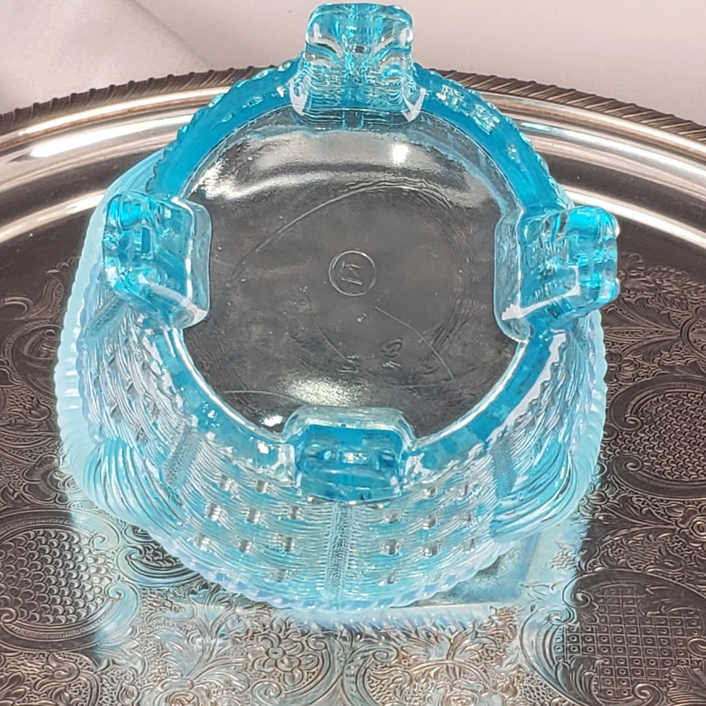 Antique Opalescent Blue Glass Bushel Basket – Northwood Glass – ca 1900