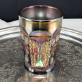 Antique Butterfly & Berry Tumbler – Fenton Carnival Glass in Cobalt Blue – Early 1900s