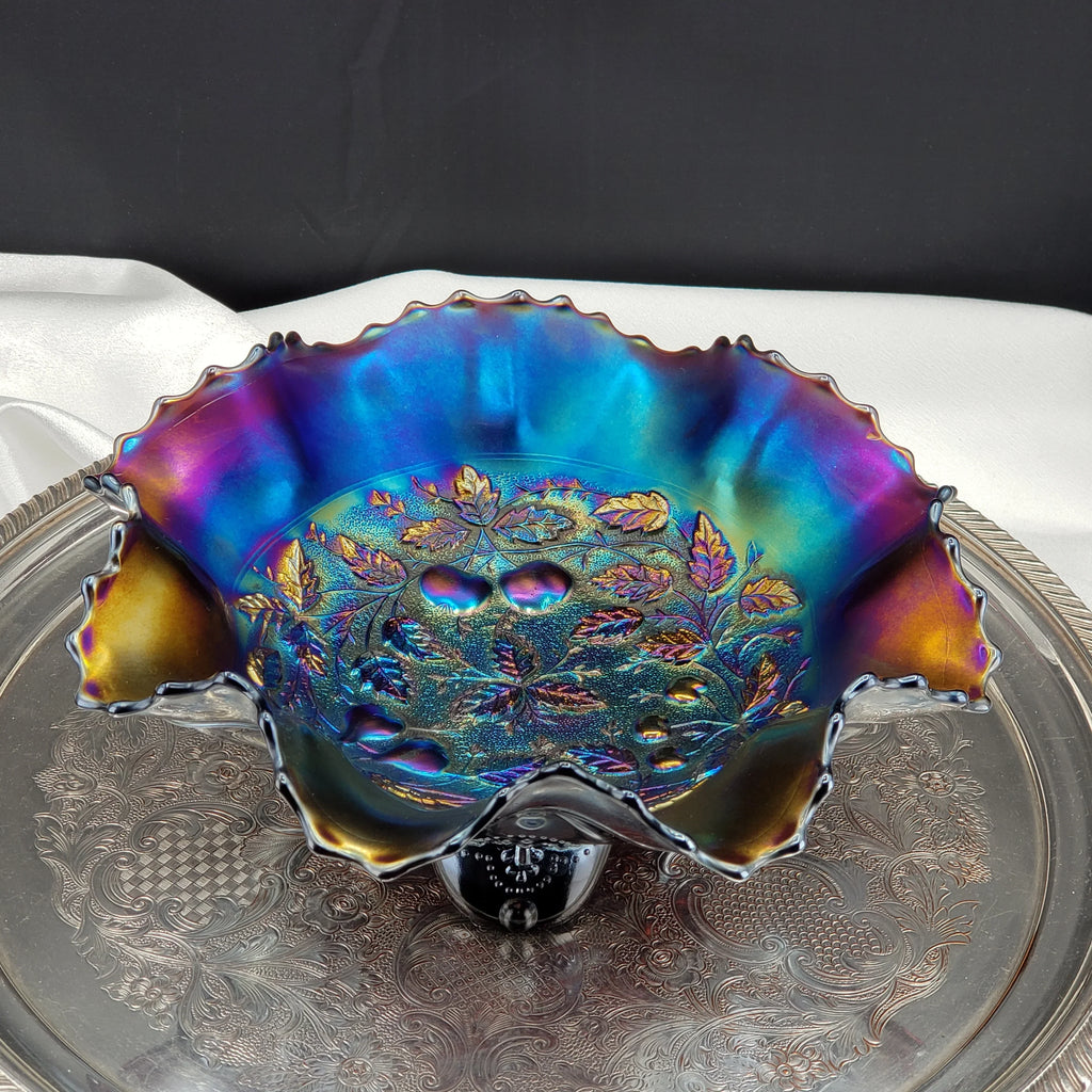 Antique Northwood Carnival Glass Bowl – Three Fruits Medallion Pattern