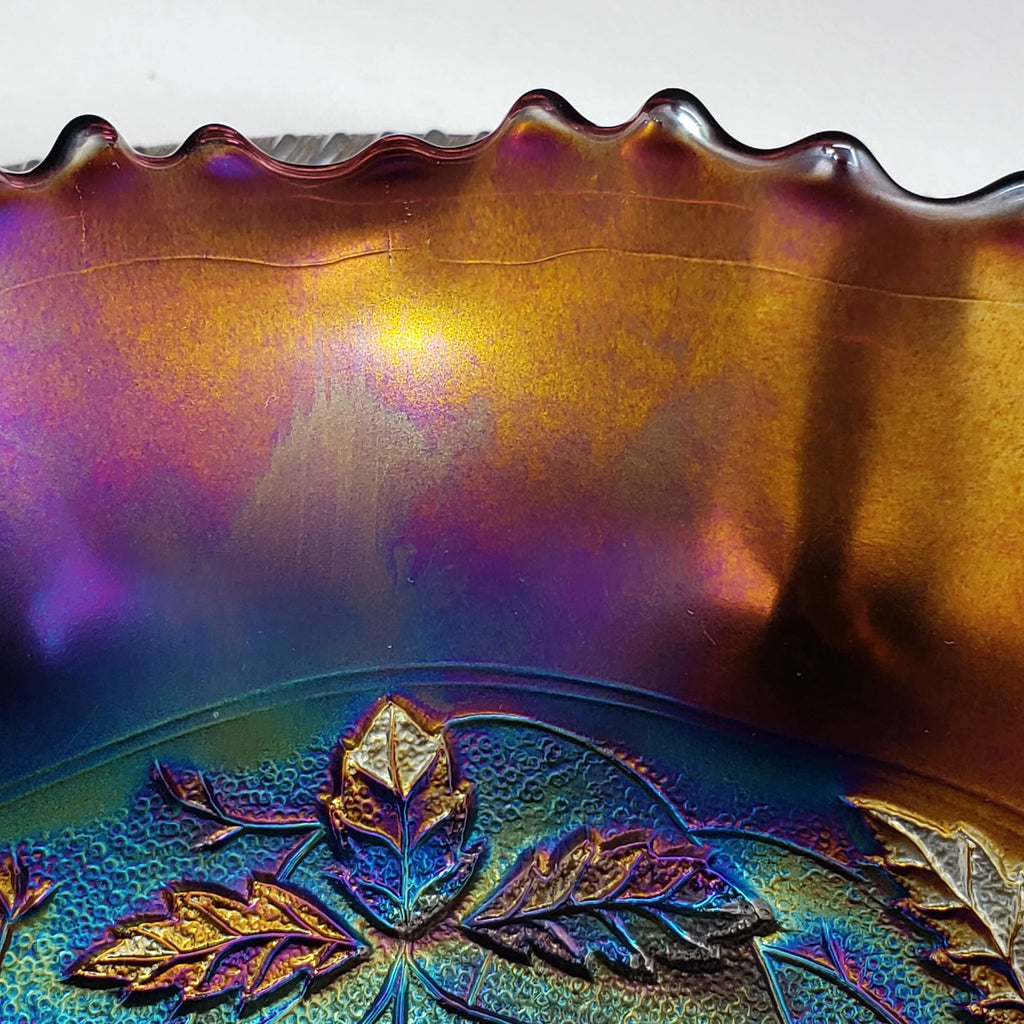 Antique Northwood Carnival Glass Bowl – Three Fruits Medallion Pattern