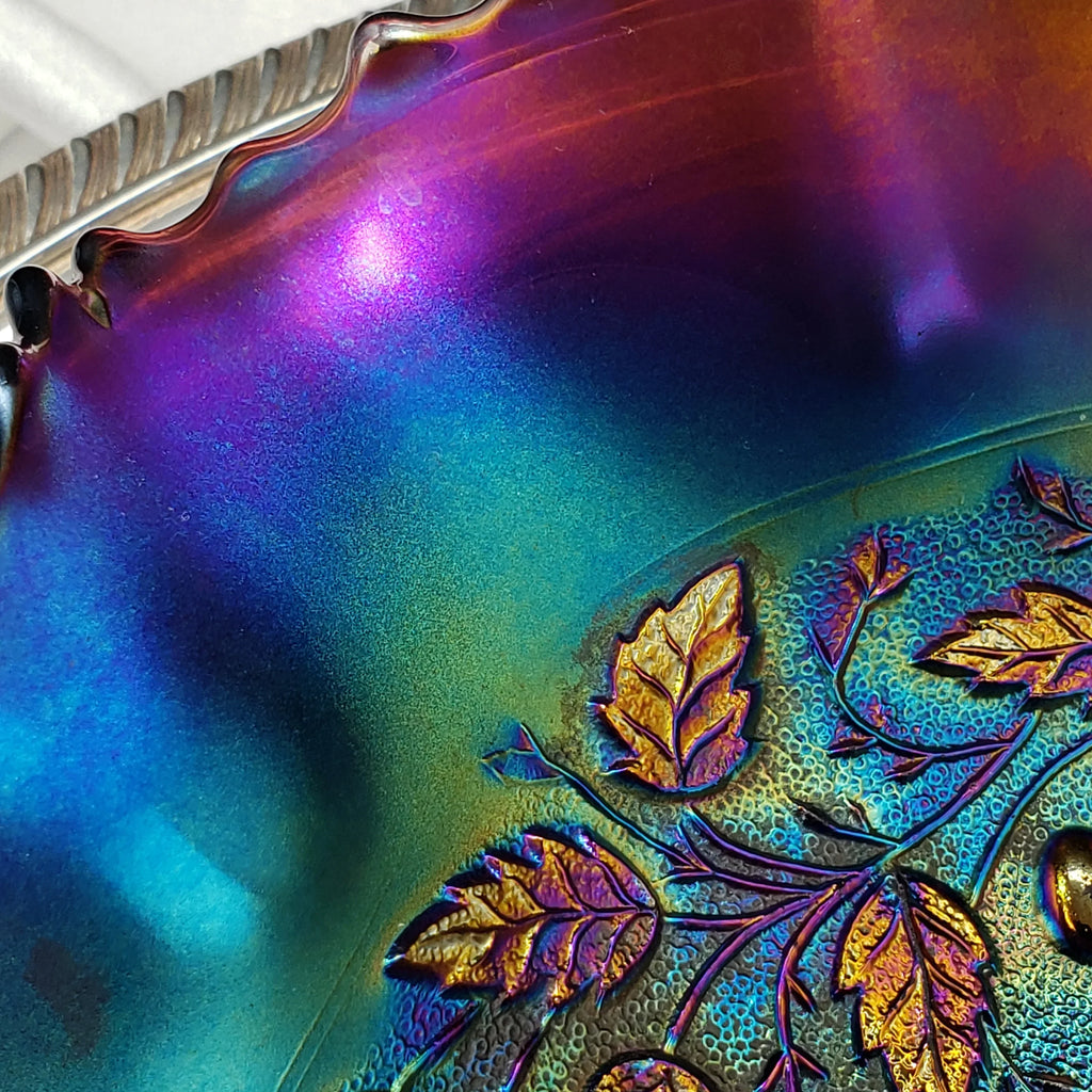Antique Northwood Carnival Glass Bowl – Three Fruits Medallion Pattern