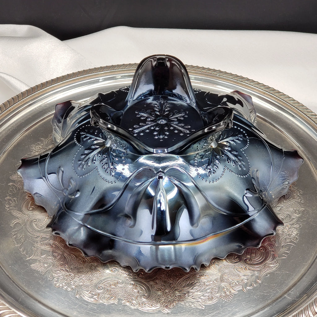 Antique Northwood Carnival Glass Bowl – Three Fruits Medallion Pattern