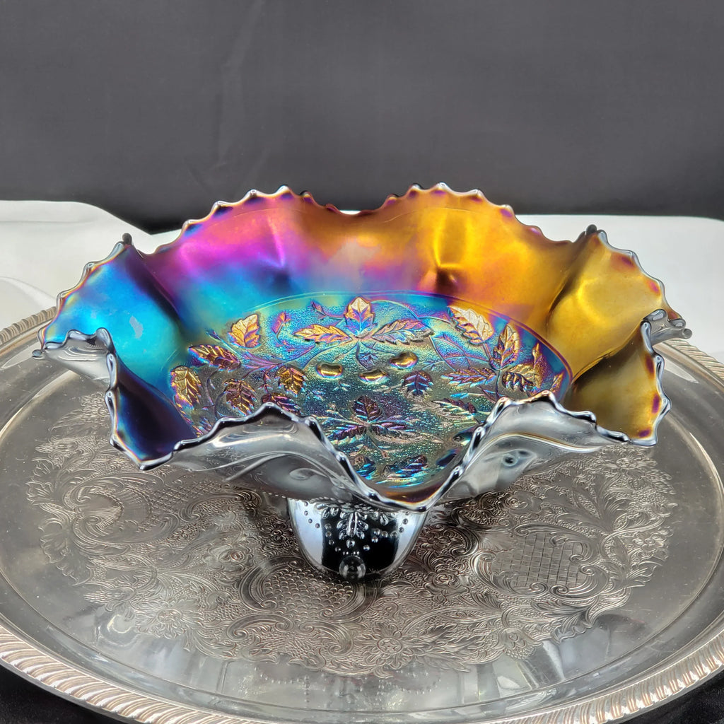 Antique Northwood Carnival Glass Bowl – Three Fruits Medallion Pattern