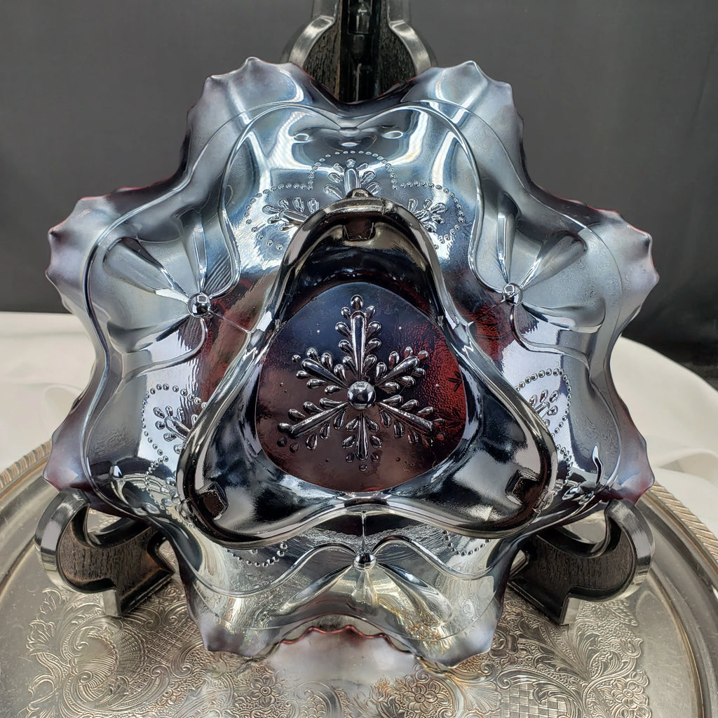 Antique Northwood Carnival Glass Bowl – Three Fruits Medallion Pattern