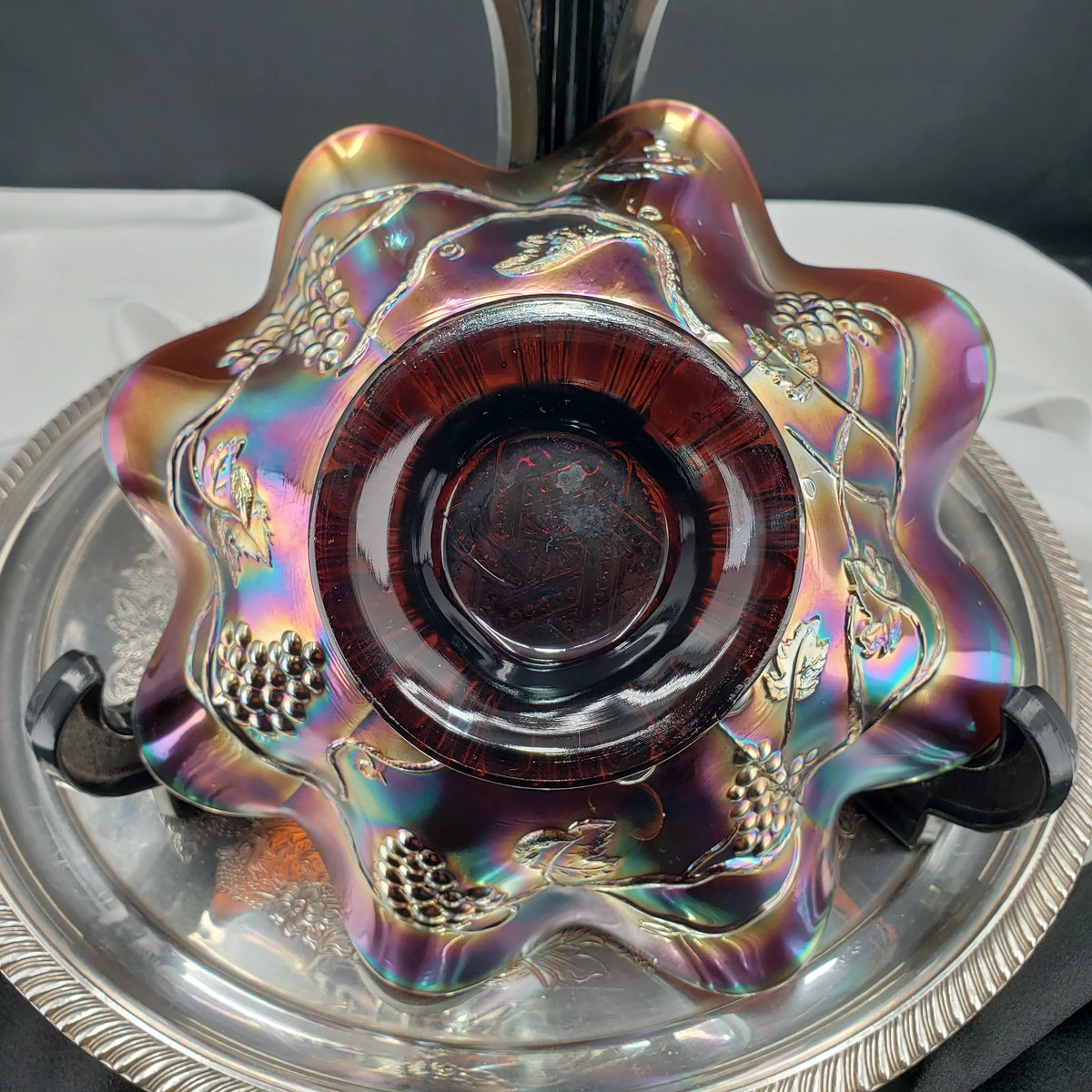 Antique Northwood Star of David & Bows Carnival Glass Bowl
