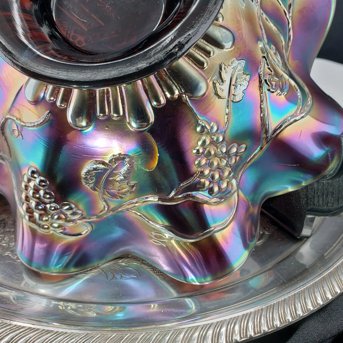 Antique Northwood Star of David & Bows Carnival Glass Bowl