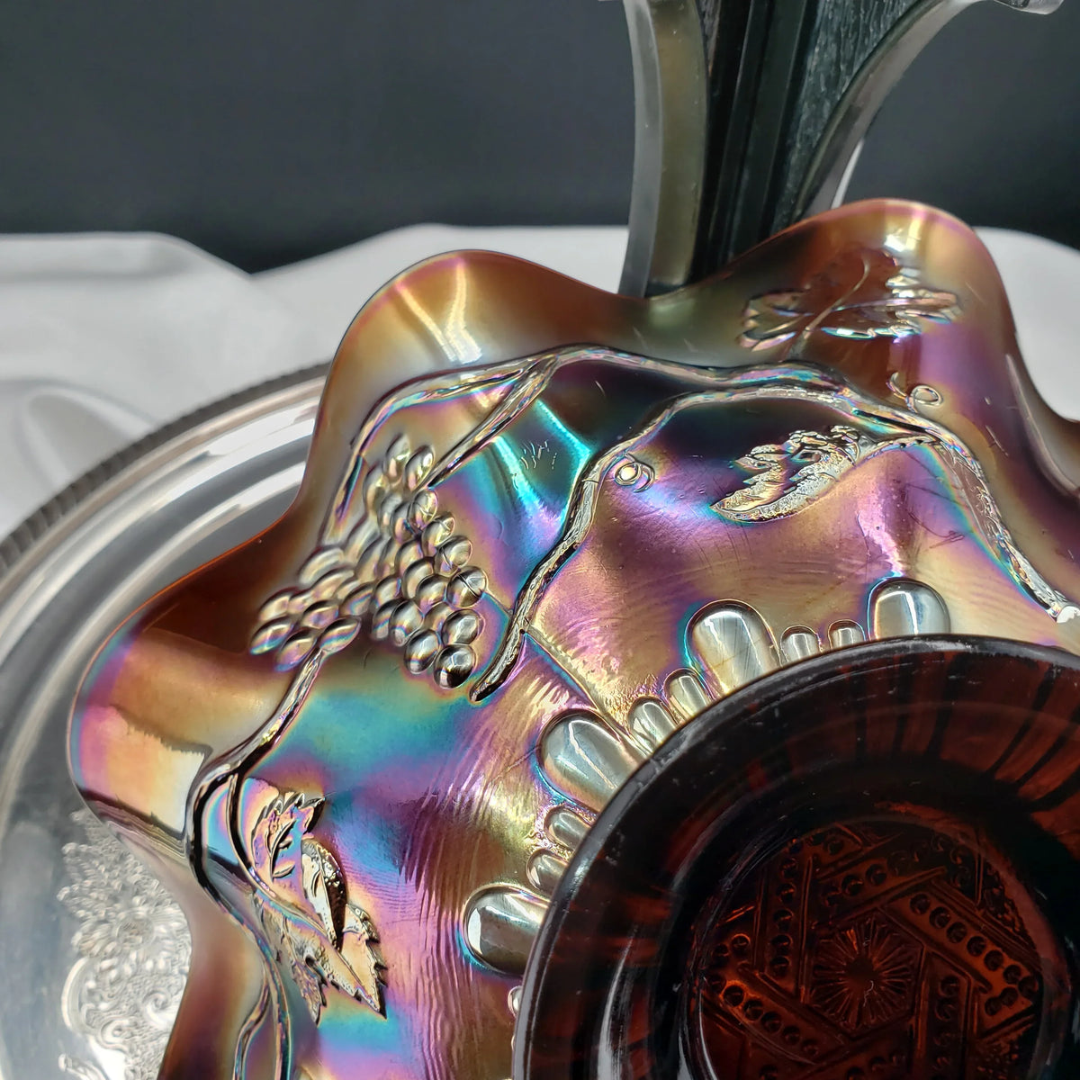 Antique Northwood Star of David & Bows Carnival Glass Bowl