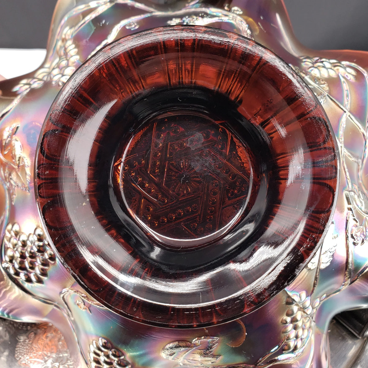 Antique Northwood Star of David & Bows Carnival Glass Bowl