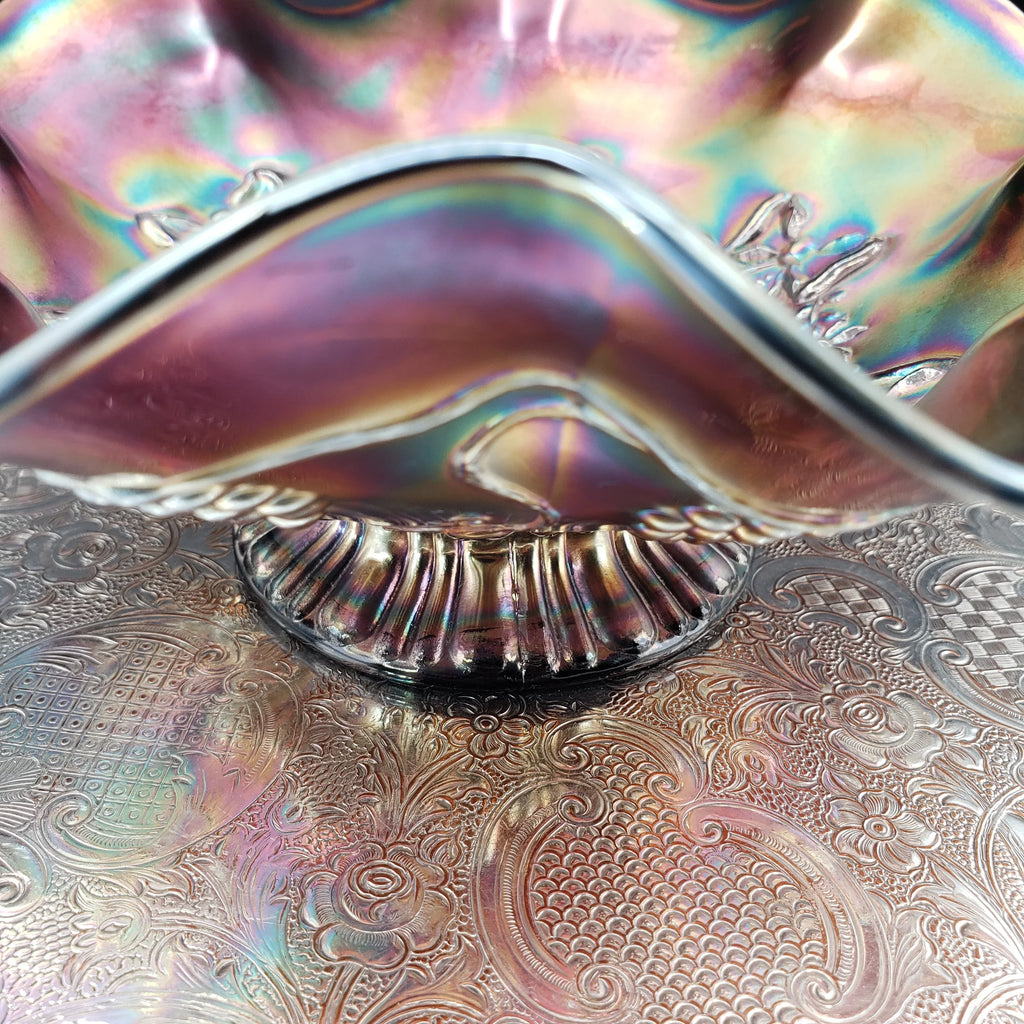 Antique Northwood Star of David & Bows Carnival Glass Bowl