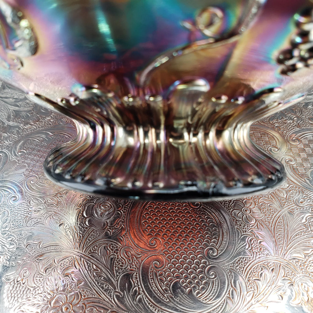 Antique Northwood Star of David & Bows Carnival Glass Bowl