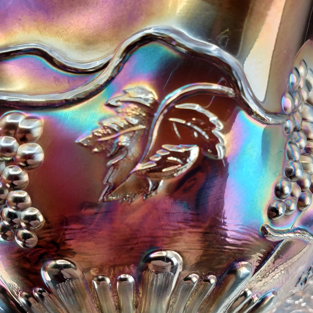 Antique Northwood Star of David & Bows Carnival Glass Bowl