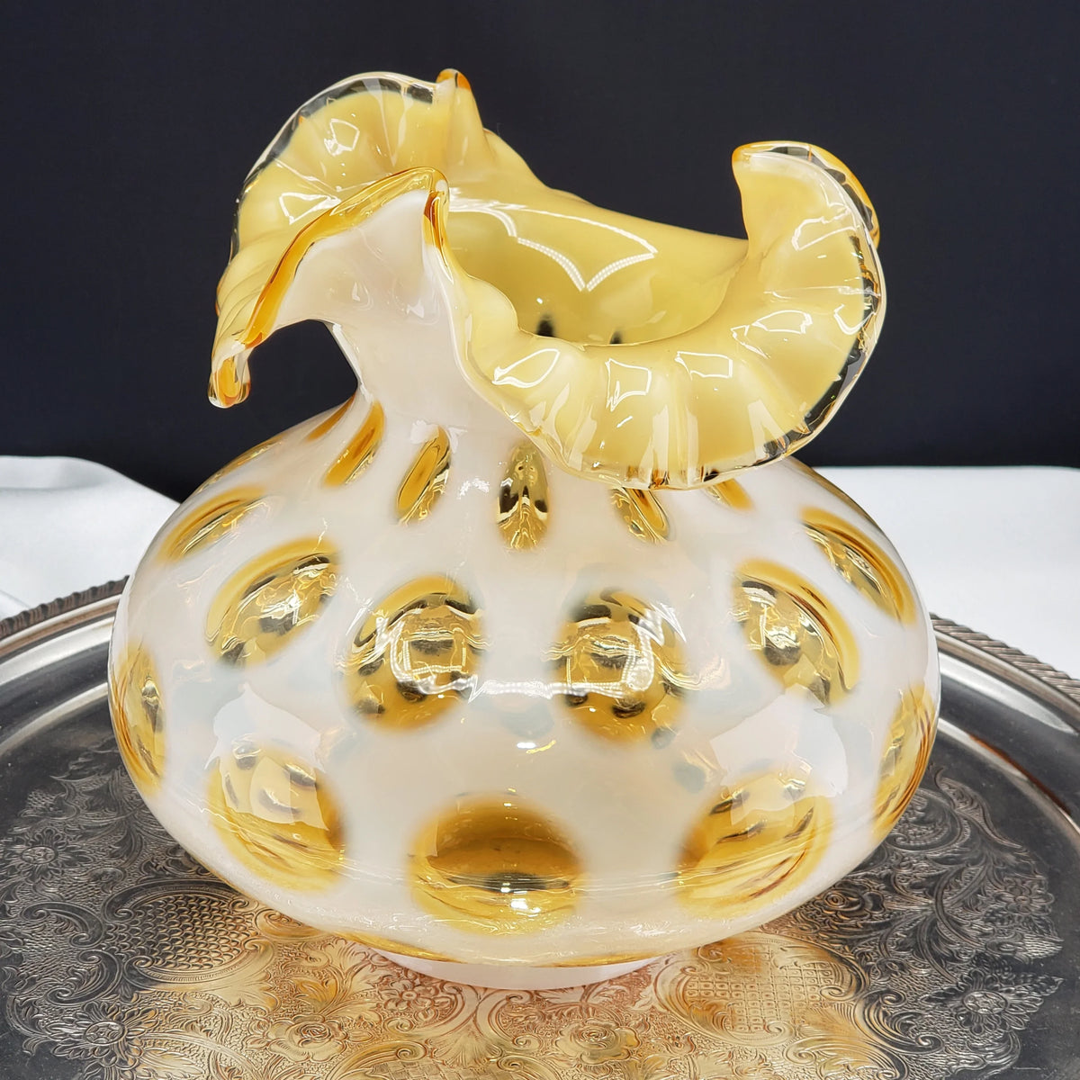 Vintage Fenton Honeysuckle Coin Dot Optic Lamp Shade