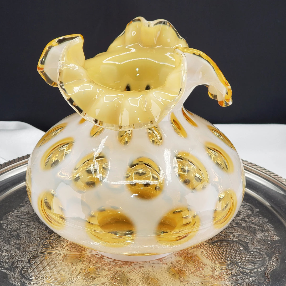Vintage Fenton Honeysuckle Coin Dot Optic Lamp Shade