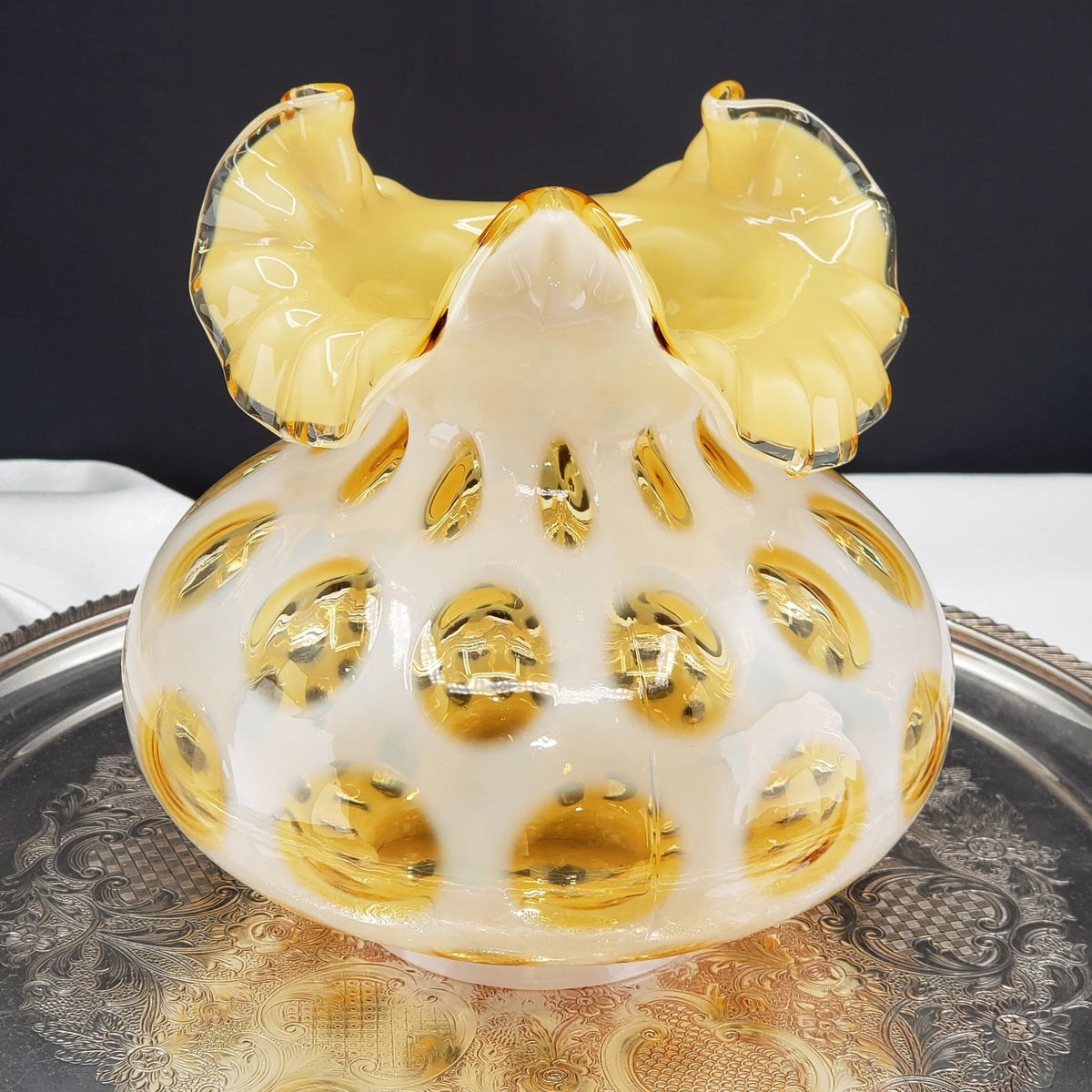 Vintage Fenton Honeysuckle Coin Dot Optic Lamp Shade