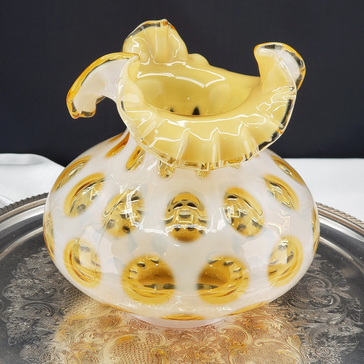 Vintage Fenton Honeysuckle Coin Dot Optic Lamp Shade