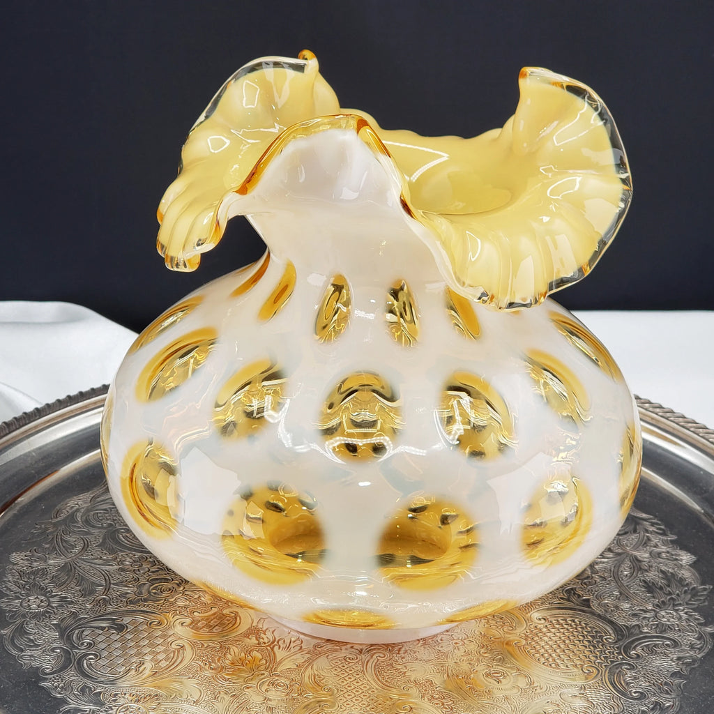 Vintage Fenton Honeysuckle Coin Dot Optic Lamp Shade