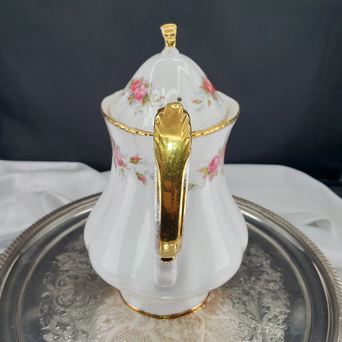 Paragon Elizabeth Rose Coffee Pot – Fine Bone China Floral Vintage Teapot