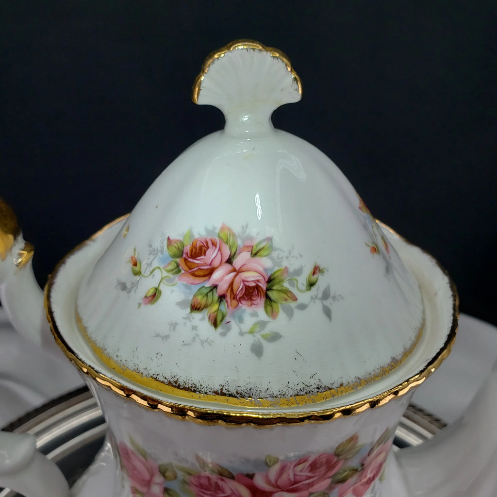 Paragon Elizabeth Rose Coffee Pot – Fine Bone China Floral Vintage Teapot