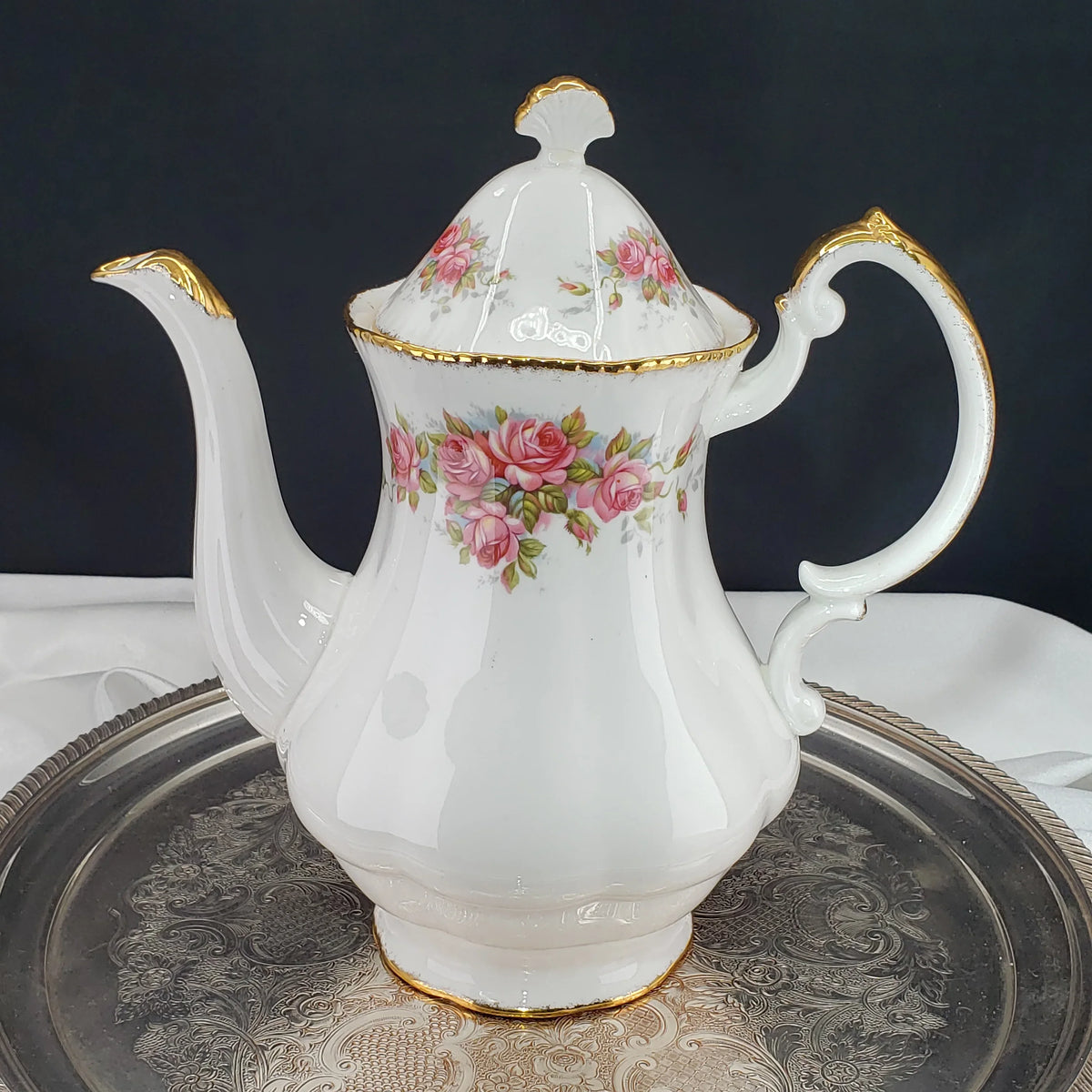 Paragon Elizabeth Rose Coffee Pot – Fine Bone China Floral Vintage Teapot