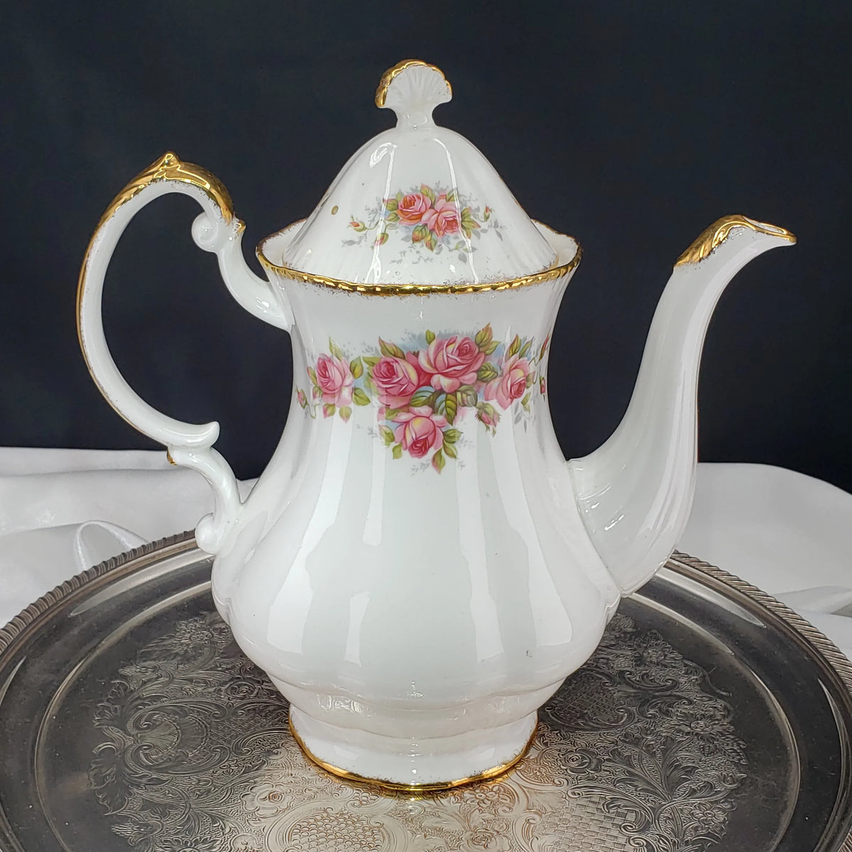Paragon Elizabeth Rose Coffee Pot – Fine Bone China Floral Vintage Teapot