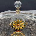 Vintage Alice Aliya Footed Perfume Bottle – Amber Jeweled Art Glass Vanity Decor