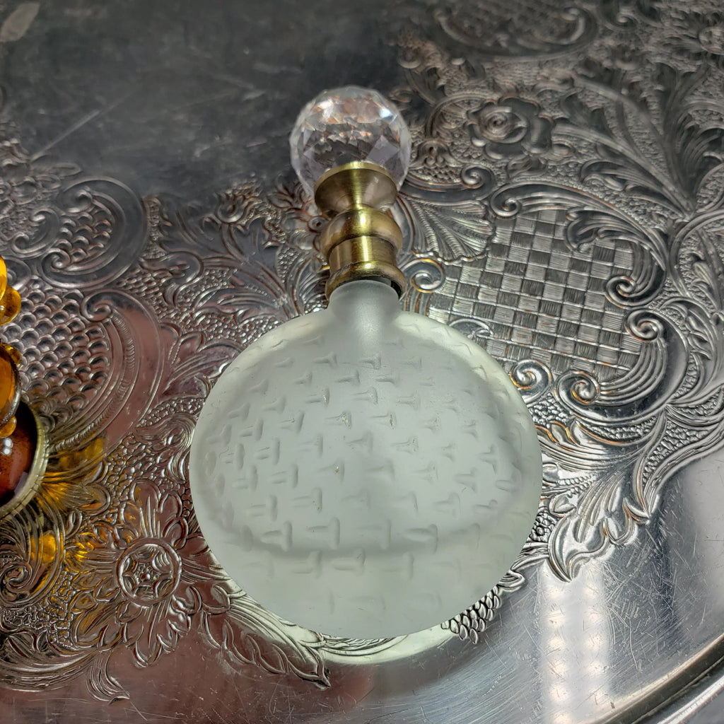 Vintage Alice Aliya Footed Perfume Bottle – Amber Jeweled Art Glass Vanity Decor
