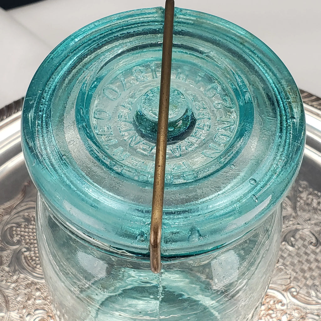 Winslow Jar – Pat. Nov. 29, 1870 – Quart Size – Aqua Glass