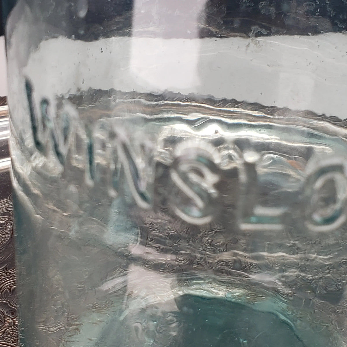 Winslow Jar – Pat. Nov. 29, 1870 – Quart Size – Aqua Glass